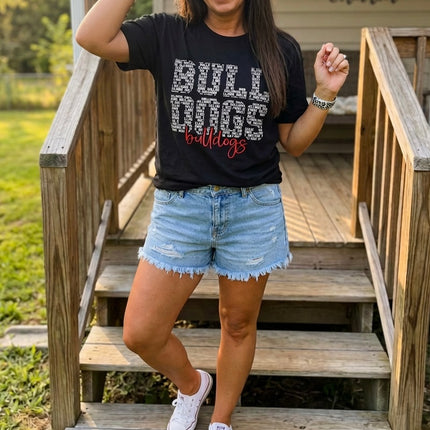 Bulldogs Word Art Graphic T-Shirt | School Spirit Game Day Tee