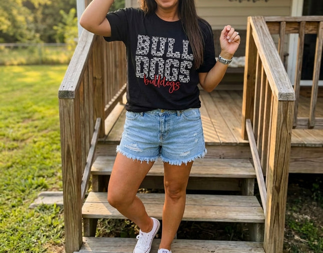 Bulldogs Word Art Graphic T-Shirt | School Spirit Game Day Tee