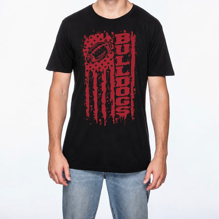 Bulldogs Football Flag T-Shirt | American Flag School Spirit Tee | Bulldogs Game Day Shirt