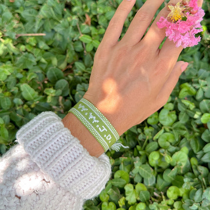 Green WWJD Embroidered Bracelet