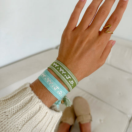 Green WWJD Embroidered Bracelet