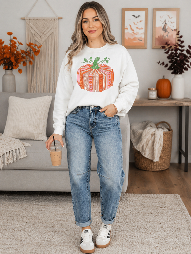 Pumpkin Book Stack Graphic Tee
