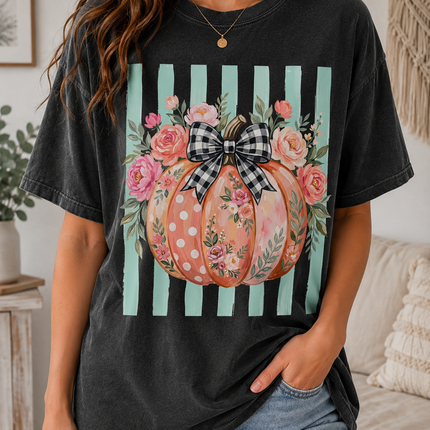 Coquette Floral Pumpkin Graphic Tee