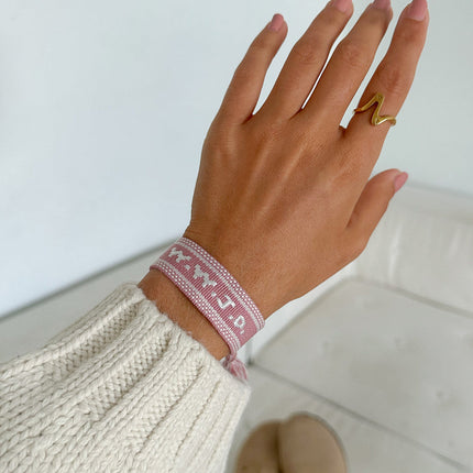 Pink WWJD Embroidered Bracelet