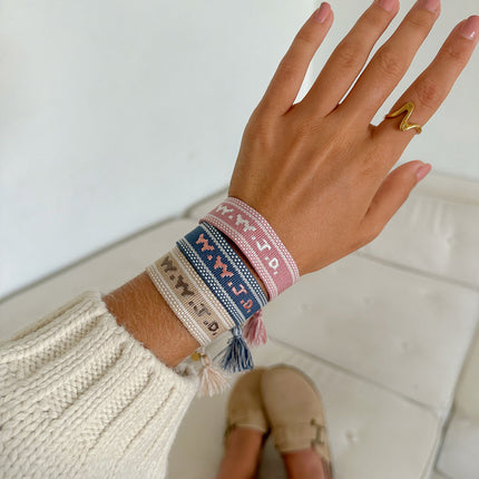 Pink WWJD Embroidered Bracelet