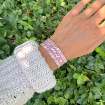 Pink WWJD Embroidered Bracelet
