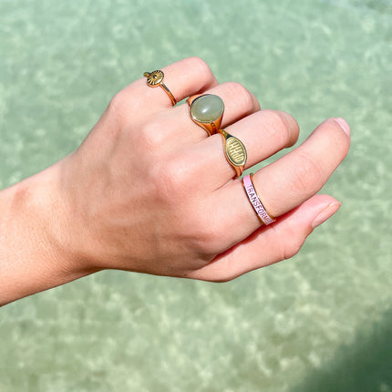 Pink Enamel Transformed Ring