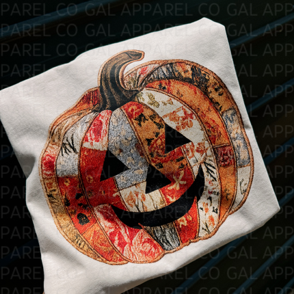 Patchwork quilt pumpkin tee or sweatshirt