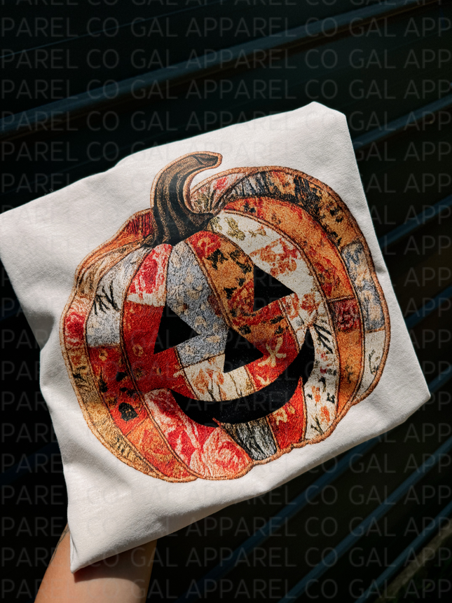 Patchwork quilt pumpkin tee or sweatshirt