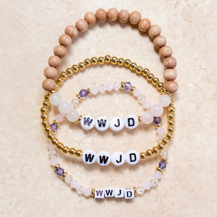 WWJD Wooden Letter Bracelet