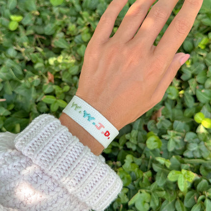 White WWJD Embroidered Bracelet