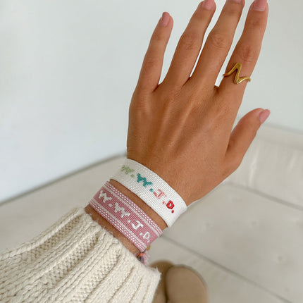 White WWJD Embroidered Bracelet