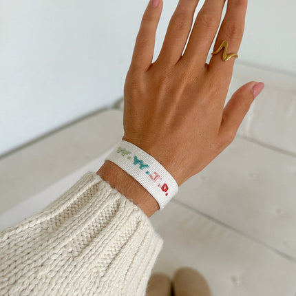 White WWJD Embroidered Bracelet