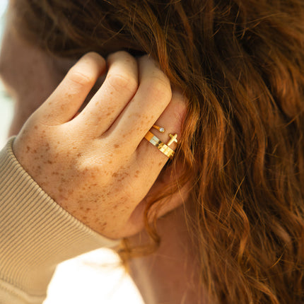 Wrapped Cross Gem Ring