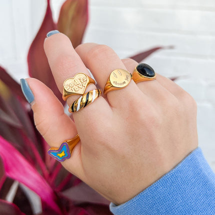 Blue Enamel Butterfly Ring