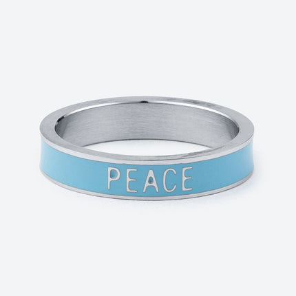 Blue Enamel Peace Ring