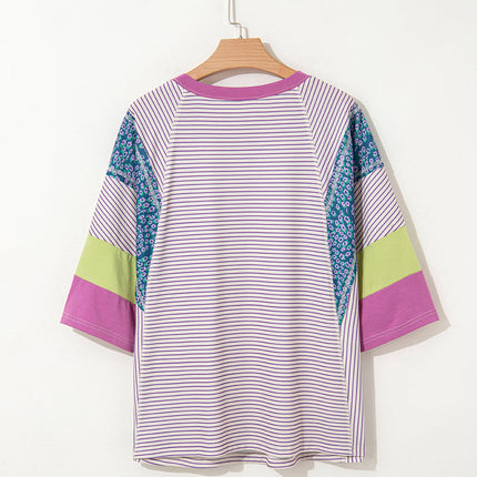 Kyra Patchwork Bracelet Sleeve Blouse