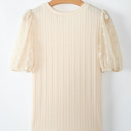 Violet Puff Sleeve Textured Blouse
