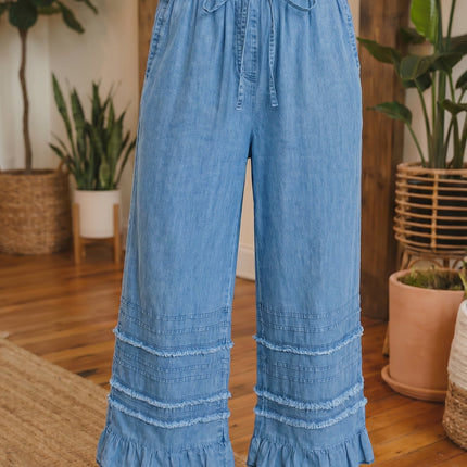 Taytum Wide Leg Chambray Pants