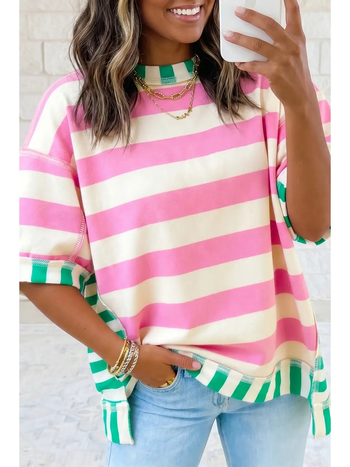 Relaxed Oversized Striped Top